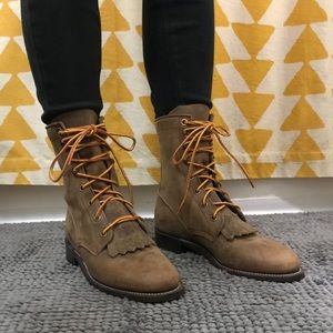 *NEW* Justin Brown Leather Lacer Boots - Size 5B